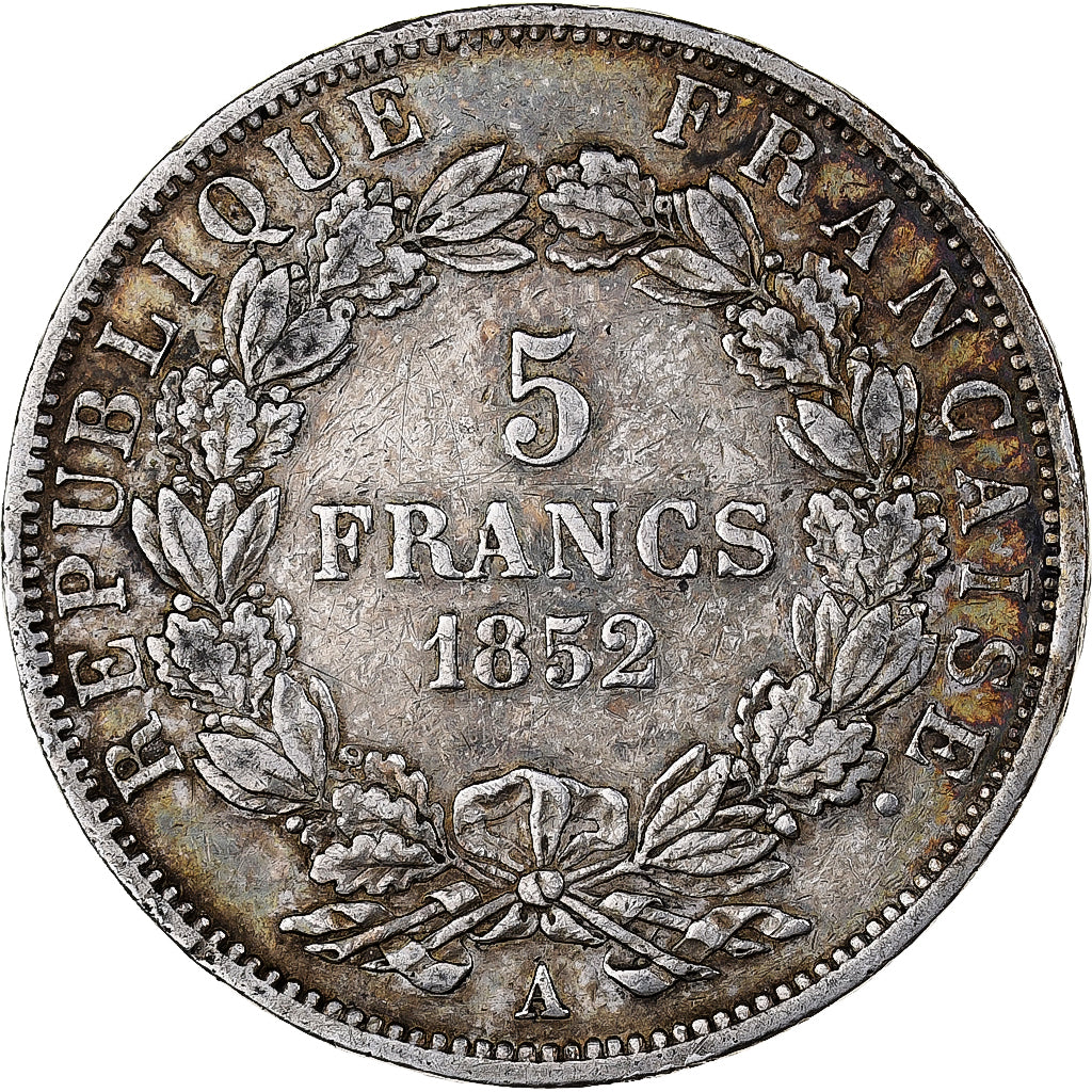 Frankrijk, 5 Francs, Napoléon III, 1852, Paris, Zilver, FR+, Gadoury:726