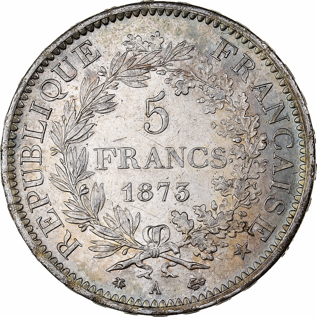 France, 5 Francs, Hercule, 1873, Paris, Silver, MS(60-62), Gadoury:745a