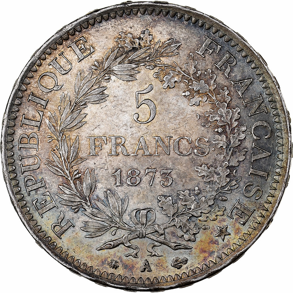 France, 5 Francs, Hercule, 1873, Paris, Silver, MS(60-62), Gadoury:745a