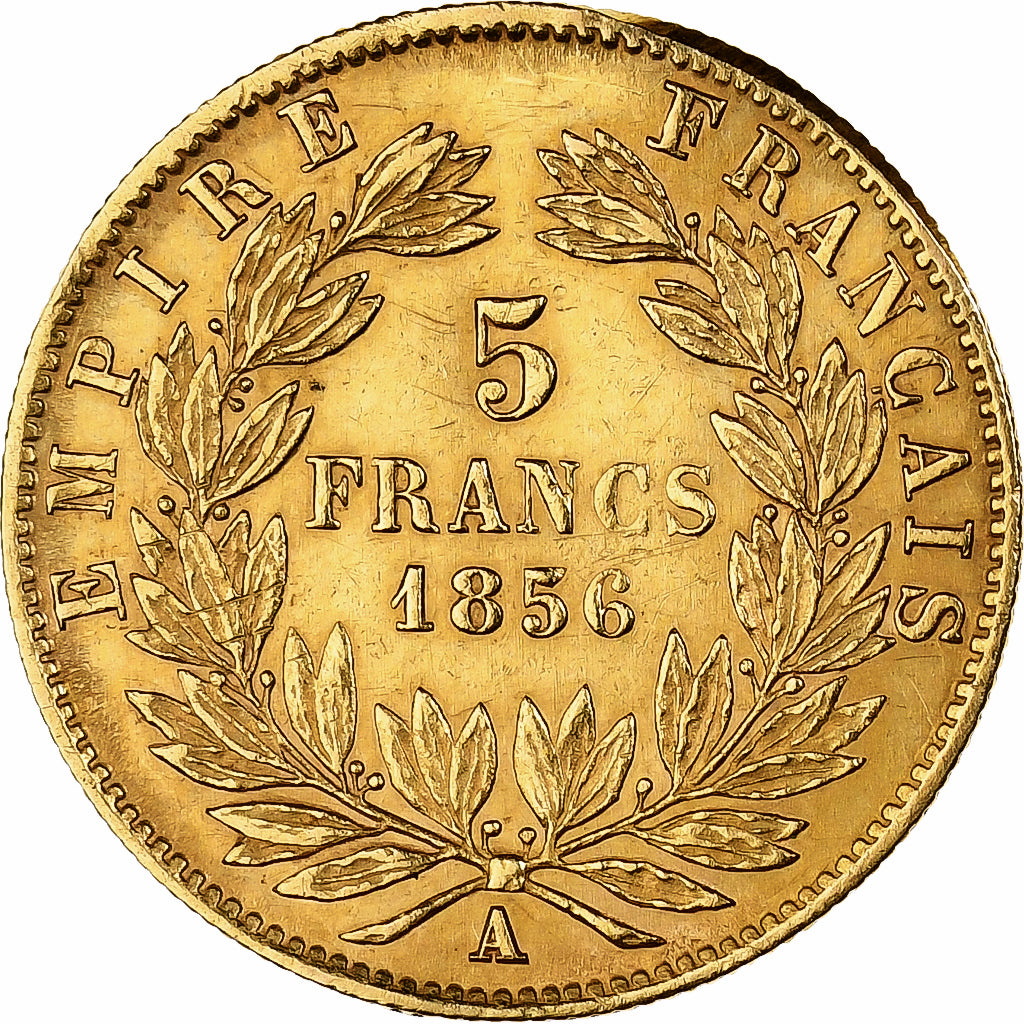 Francia, Napoleon III, 5 Francs, 1856, Paris, Oro, BB, Gadoury:1001, KM:787.1