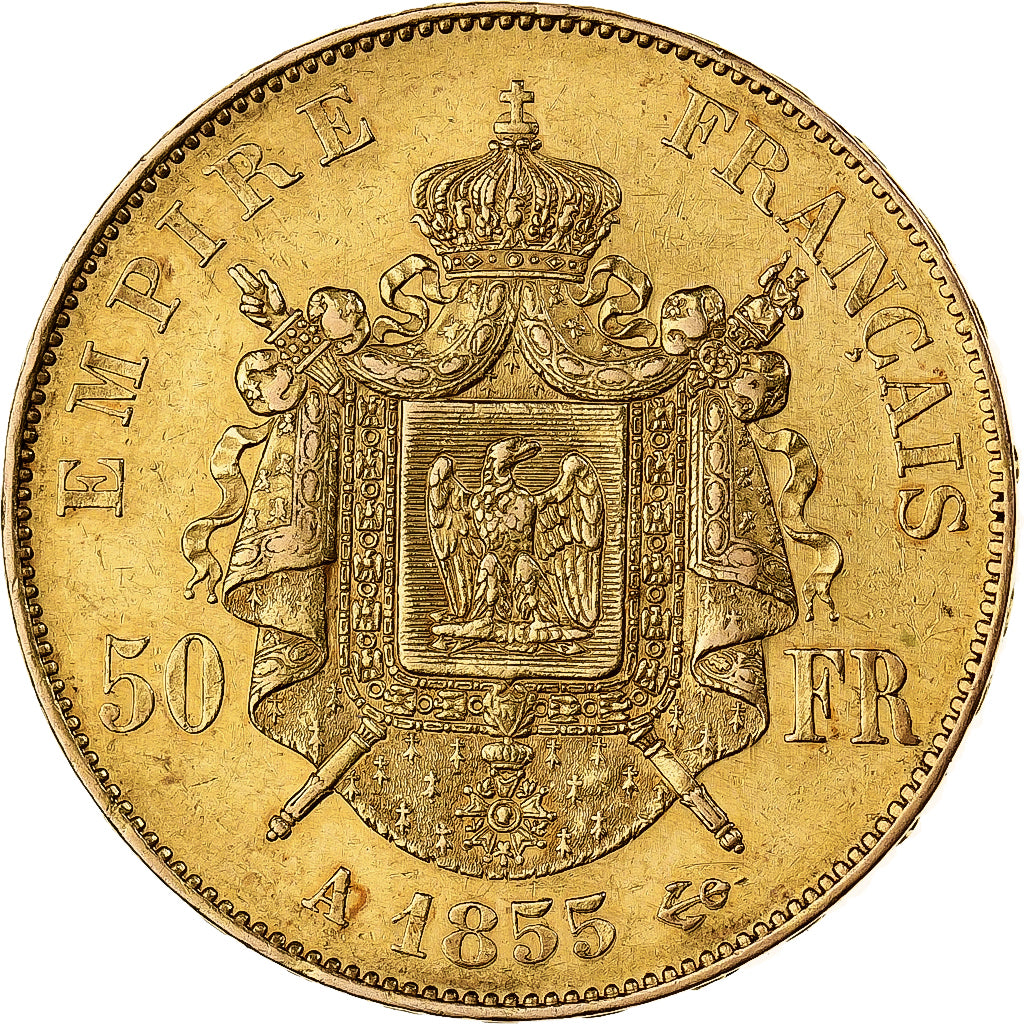 Frankreich, Napoleon III, 50 Francs, 1855, Paris, Gold, SS+, Gadoury:1111