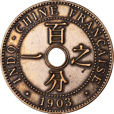 FRENCH INDO-CHINA, Cent, 1903, Paris, Bronze, AU(50-53), Lecompte:59, KM:8