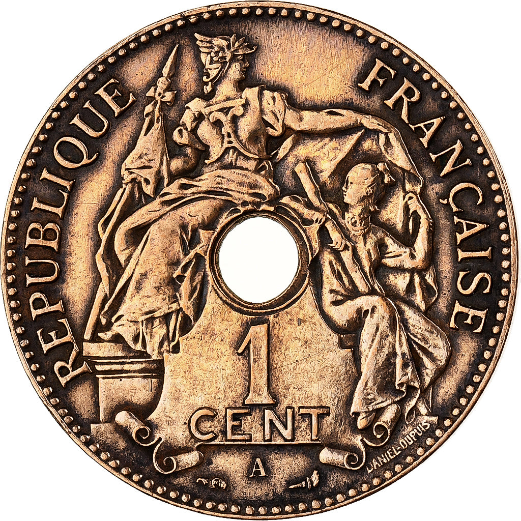 FRENCH INDO-CHINA, Cent, 1903, Paris, Bronze, AU(50-53), Lecompte:59, KM:8