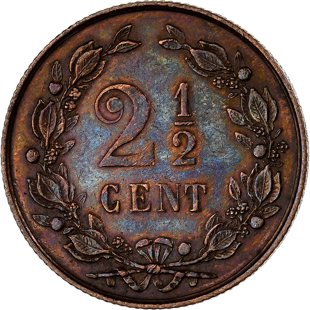 Países Bajos, William III, 2-1/2 Cent, 1881, Bronce, EBC, KM:108.1