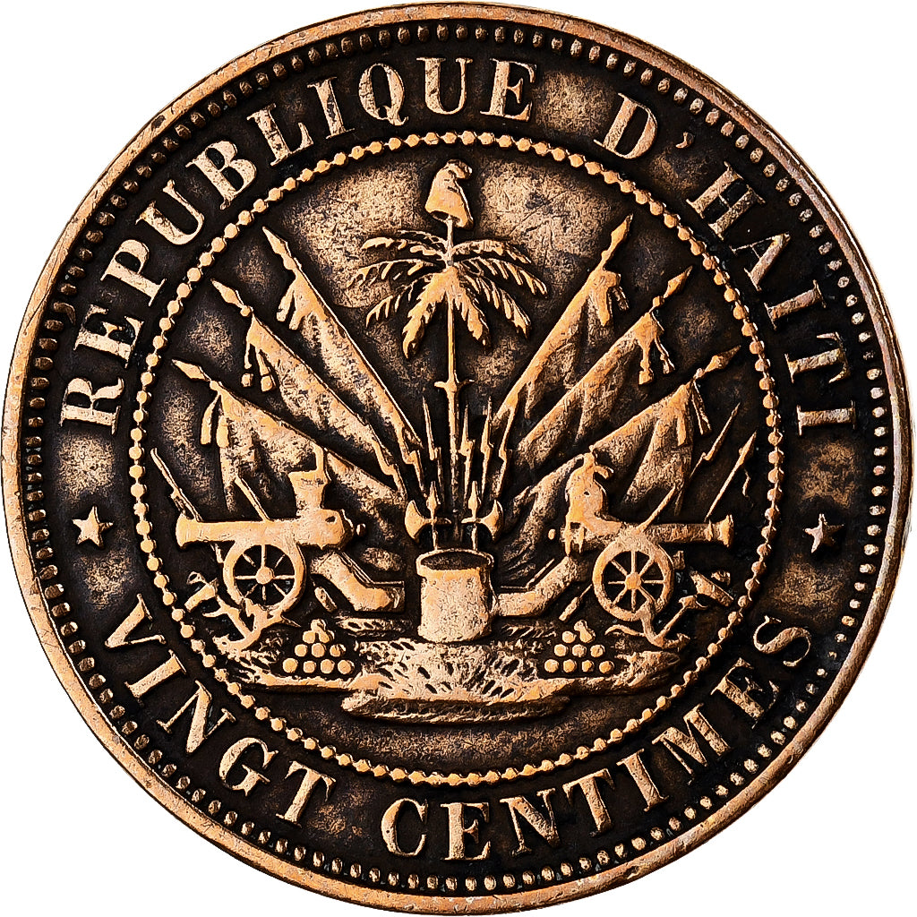 Haiti, 20 Centimes, 1863, Heaton, Bronze, EF(40-45), KM:41