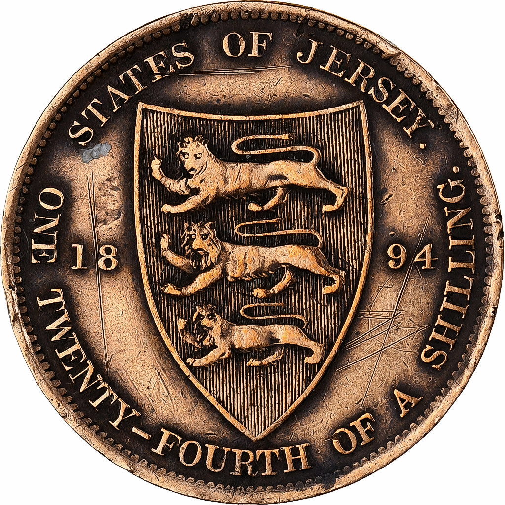 Jersey, Victoria, 1/24 Shilling, 1894, Bronze, EF(40-45), KM:7