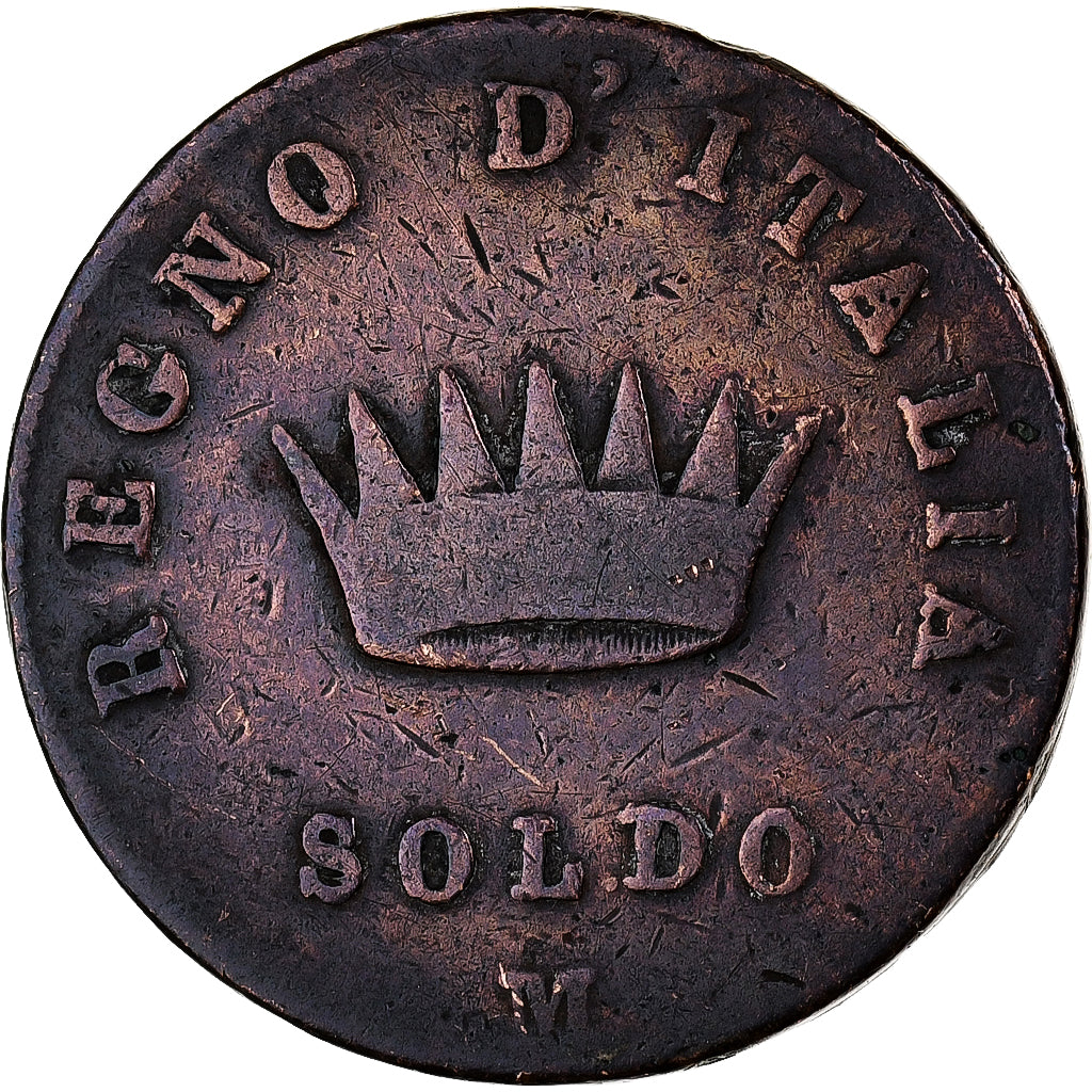 Italiaanse staten, KINGDOM OF NAPOLEON, Napoleon I, Soldo, 1809, Milan, Koper