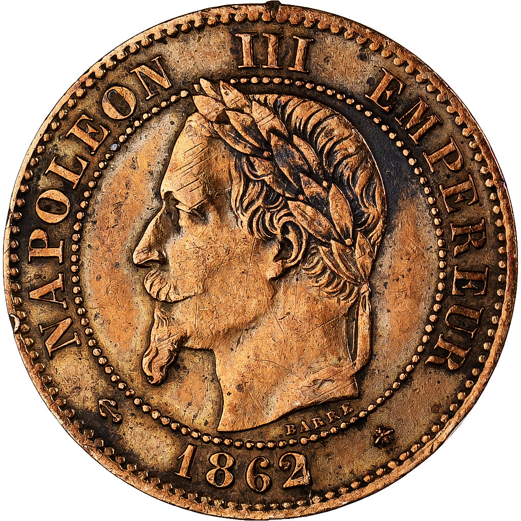 França, Napoleon III, 2 Centimes, 1862, Paris, Bronze, EF(40-45), Gadoury:104
