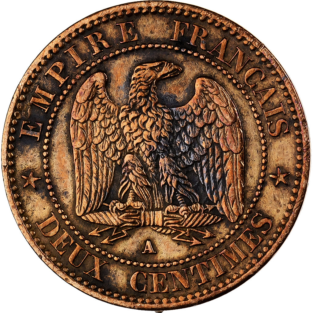 França, Napoleon III, 2 Centimes, 1862, Paris, Bronze, EF(40-45), Gadoury:104