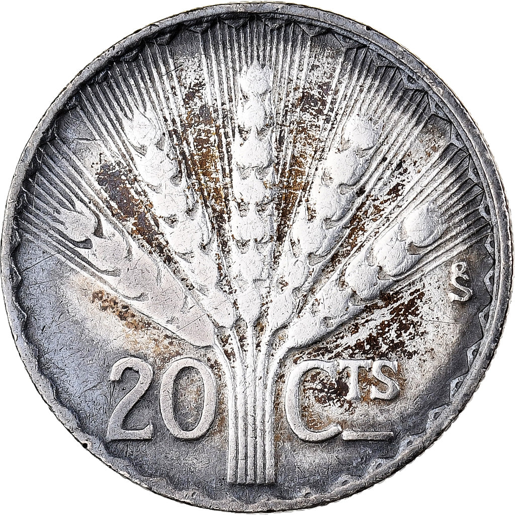 Uruguay, 20 Centesimos, 1942, Santiago, Silver, EF(40-45), KM:29