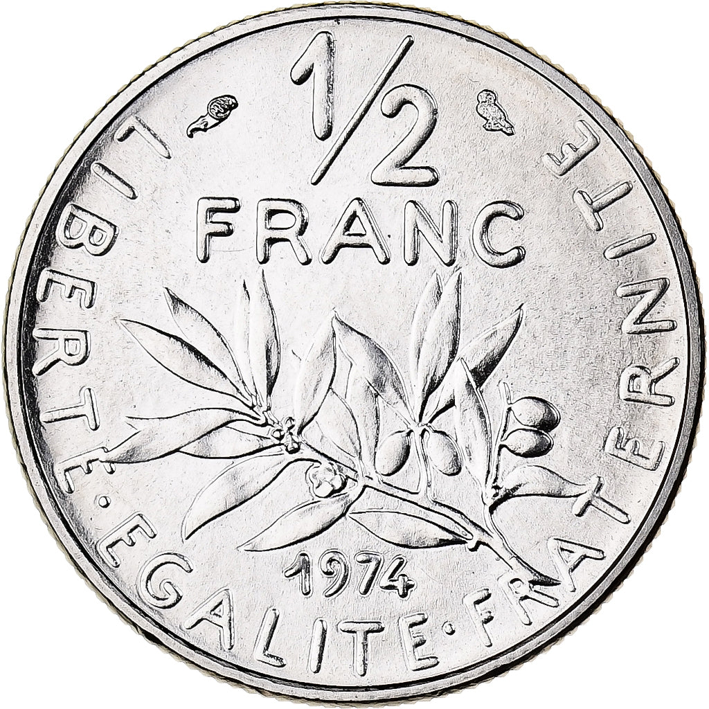 Frankreich, 1/2 Franc, Semeuse, 1974, Paris, BU, Nickel, STGL, Gadoury:429