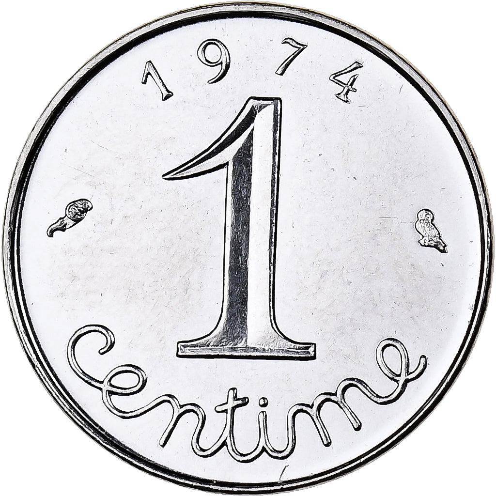 Frankrijk, Centime, Épi, 1974, Paris, Chouette, Stainless Steel, FDC