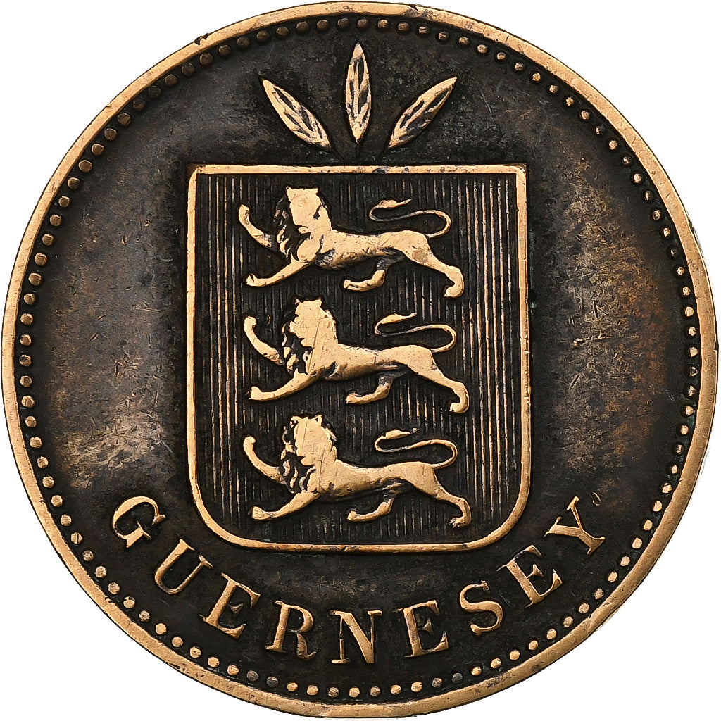 Guernsey, 4 Doubles, 1906, Heaton, Bronze, S+, KM:5