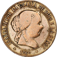 Spain, Isabel II, 5 Centimos, 1866, Madrid, Copper, VF(20-25), KM:635.2