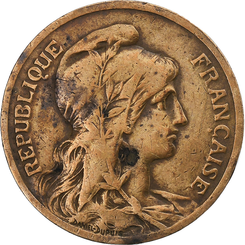 Francia, 5 Centimes, Dupuis, 1899, Paris, Bronzo, MB+, Gadoury:165, KM:842
