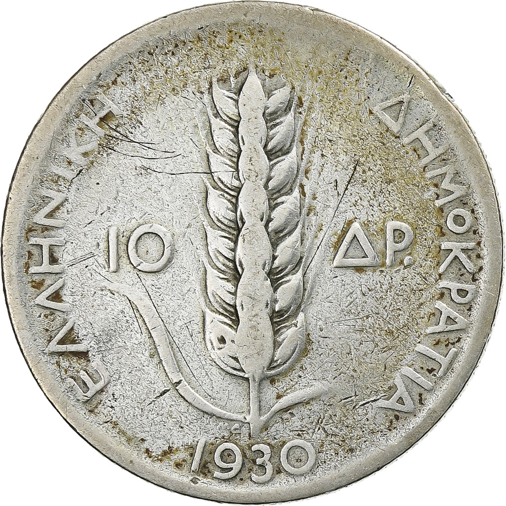 Griechenland, 10 Drachmai, 1930, Silber, S+, KM:72
