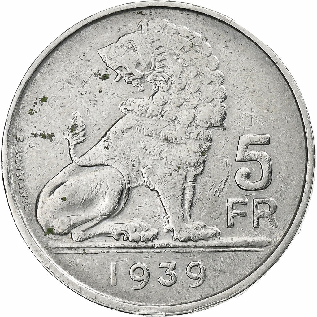 Belgio, Leopold III, 5 Francs, 5 Frank, 1939, Nichel, BB+, KM:117.2