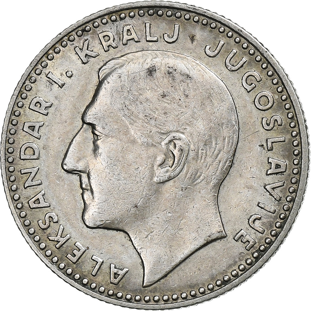 Yugoslavia, Alexander I, 10 Dinara, 1931, Silver, EF(40-45), KM:10