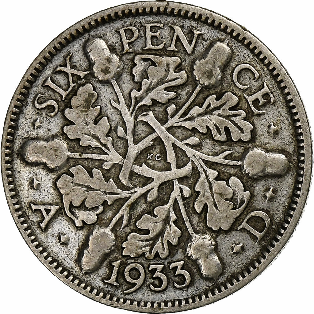 Gran Bretagna, George V, 6 Pence, 1933, Argento, MB+, KM:832