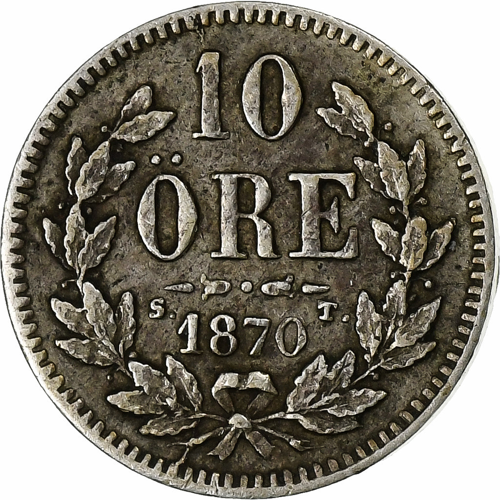 Sweden, Carl XV Adolf, 10 Öre, 1870, Silver, EF(40-45), KM:710