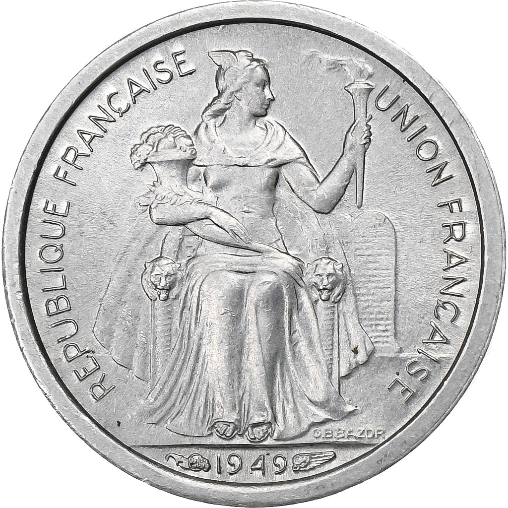 FRENCH OCEANIA, 50 Centimes, 1949, Paris, Aluminium, VZ, Lecompte:15, KM:1