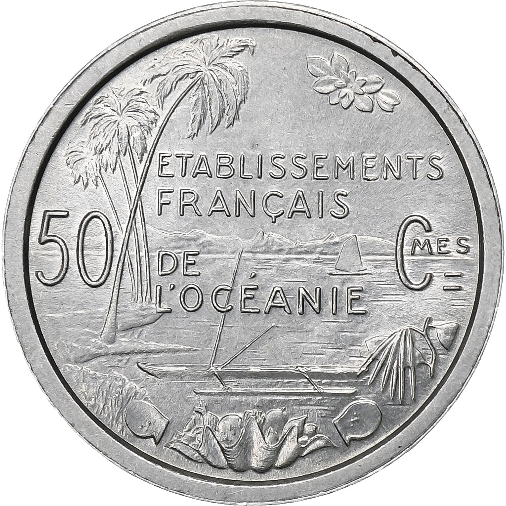 FRENCH OCEANIA, 50 Centimes, 1949, Paris, Aluminium, VZ, Lecompte:15, KM:1