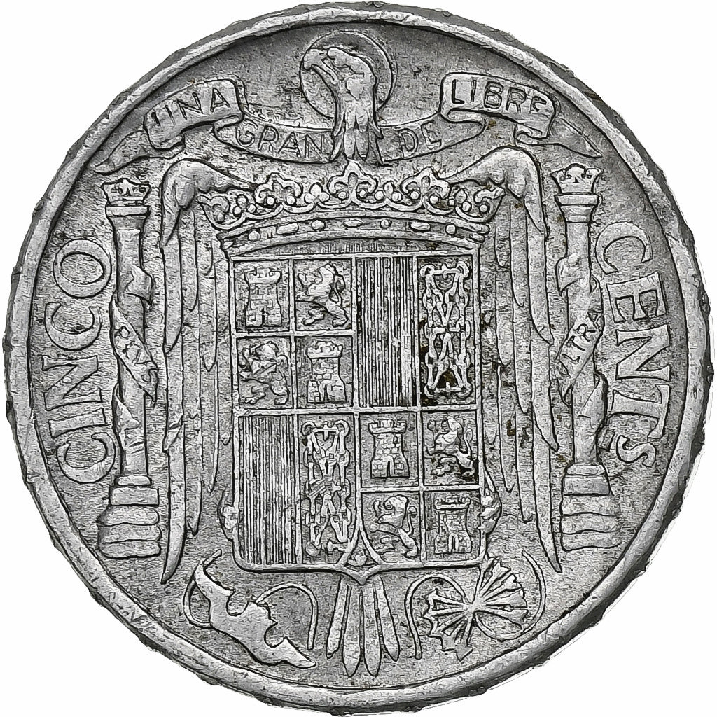 Espagne, 5 Centimos, 1945, Aluminium, SUP, KM:765