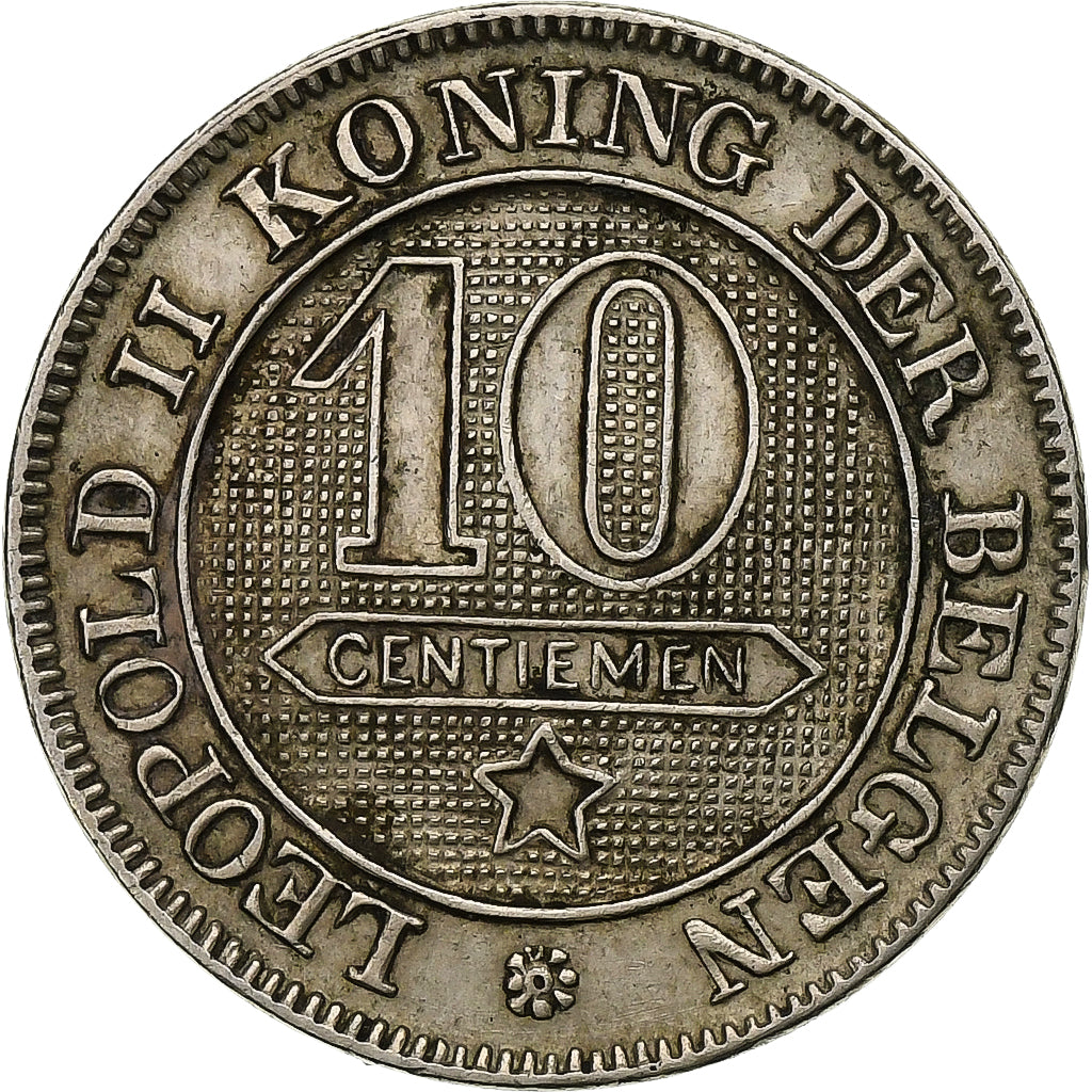 Belgium, Leopold II, 10 Centimes, 1898, Copper-nickel, AU(50-53), KM:43
