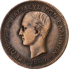 Greece, George I, 5 Lepta, 1869, Strassburg, Copper, EF(40-45), KM:42