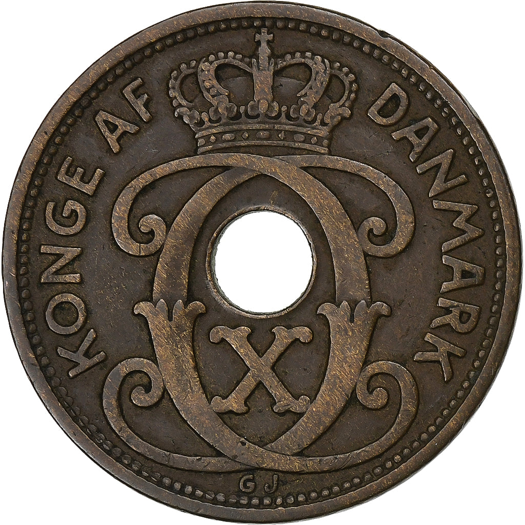 Dinamarca, Christian X, 5 Öre, 1928, Copenhagen, Bronze, EF(40-45), KM:828.2