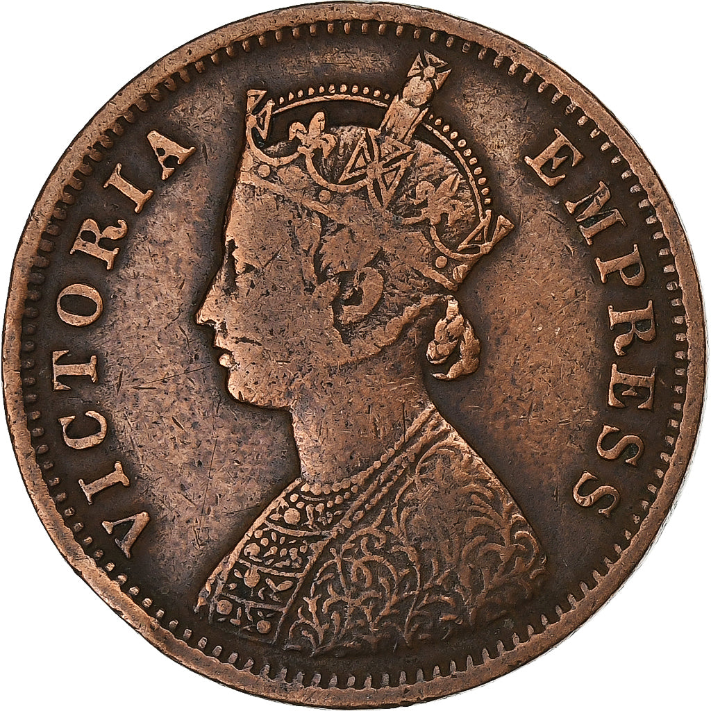 INDIA-BRITISH, Victoria, 1/4 Anna, 1877, Calcutta, Kupfer, S+, KM:486
