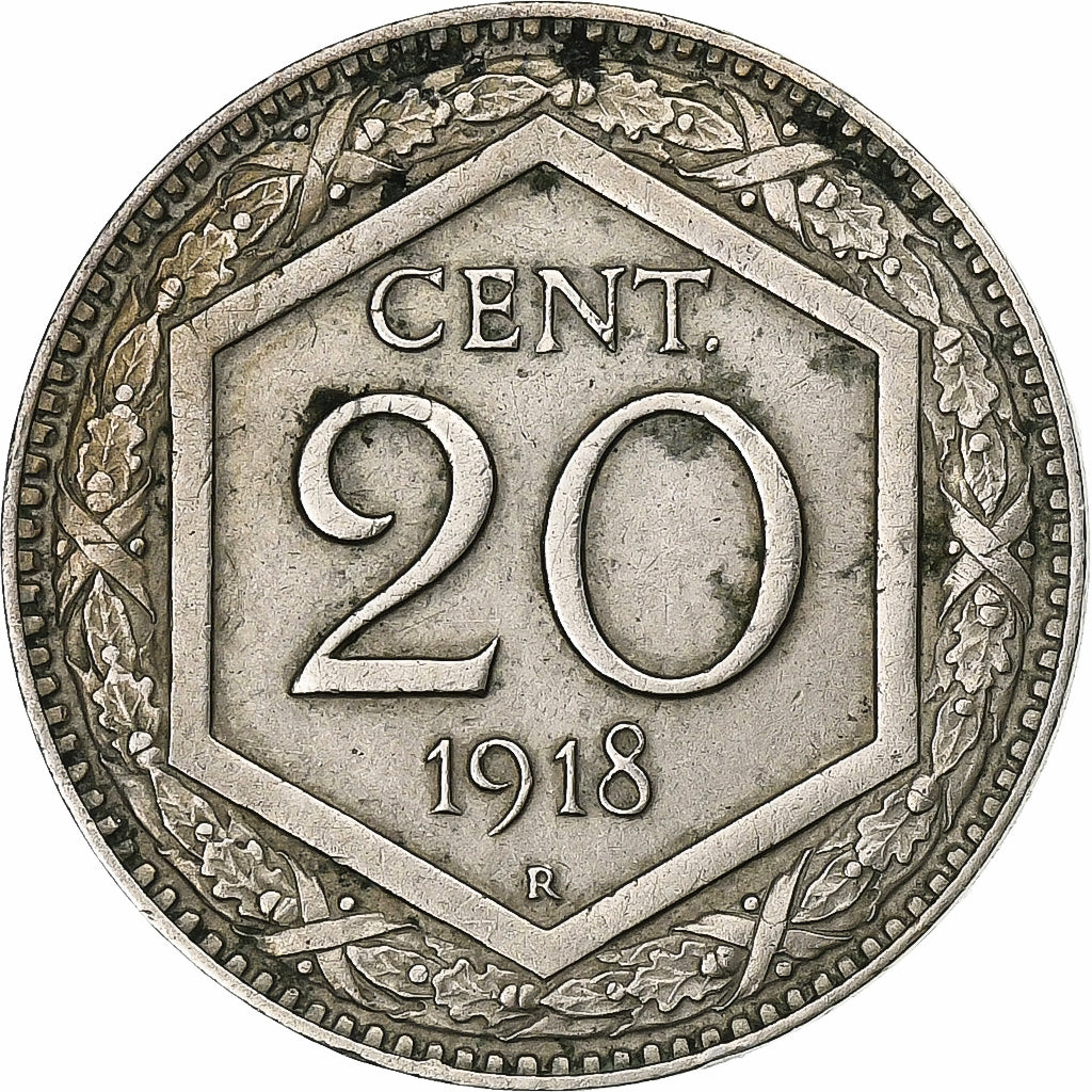 Italia, Vittorio Emanuele III, 20 Centesimi, 1918, Rome, Cobre - níquel, MBC