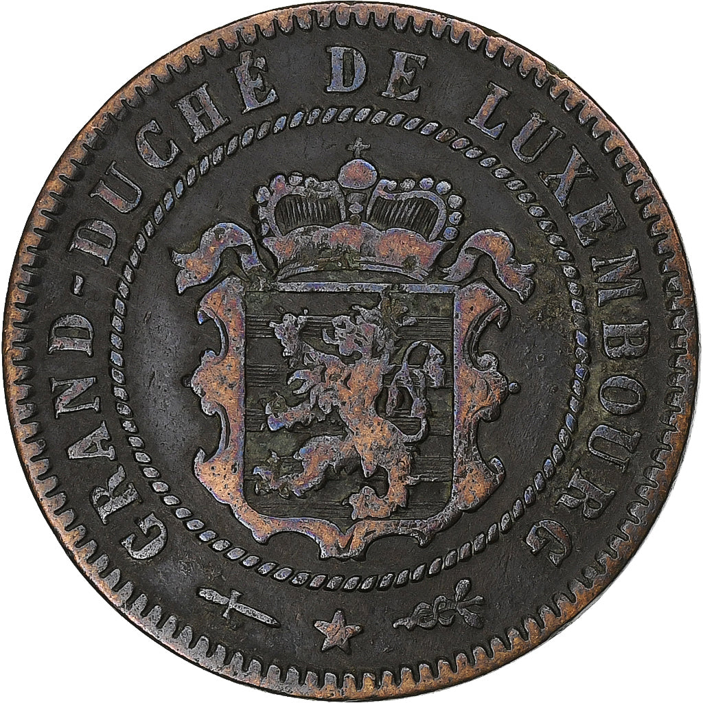 Luxemburg, William III, 5 Centimes, 1854, Utrecht, Bronzen, FR+, KM:22.1