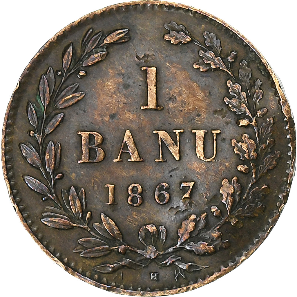 Romania, Carol I, Banu, 1867, Heaton, Copper, VF(30-35), KM:1.1