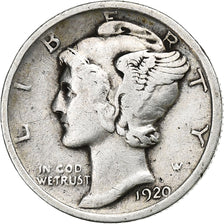United States, Dime, Mercury, 1920, U.S. Mint, Silver, EF(40-45), KM:140