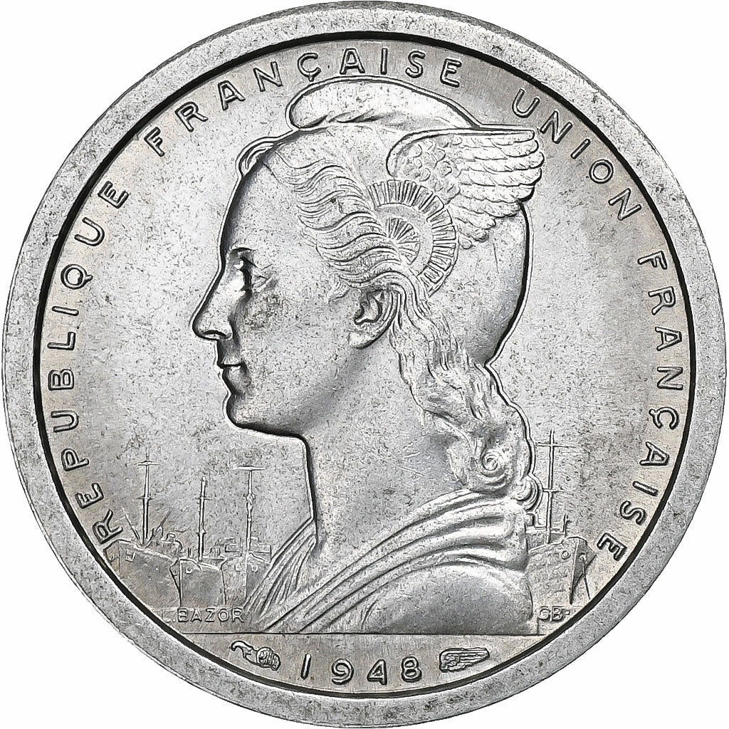 África Equatorial Francesa, Franc, 1948, Paris, Alumínio, AU(55-58)