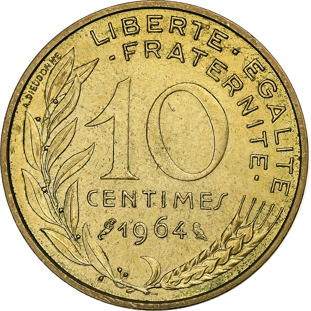France, 10 Centimes, Marianne, 1964, Paris, Bronze-Aluminium, SUP, Gadoury:293