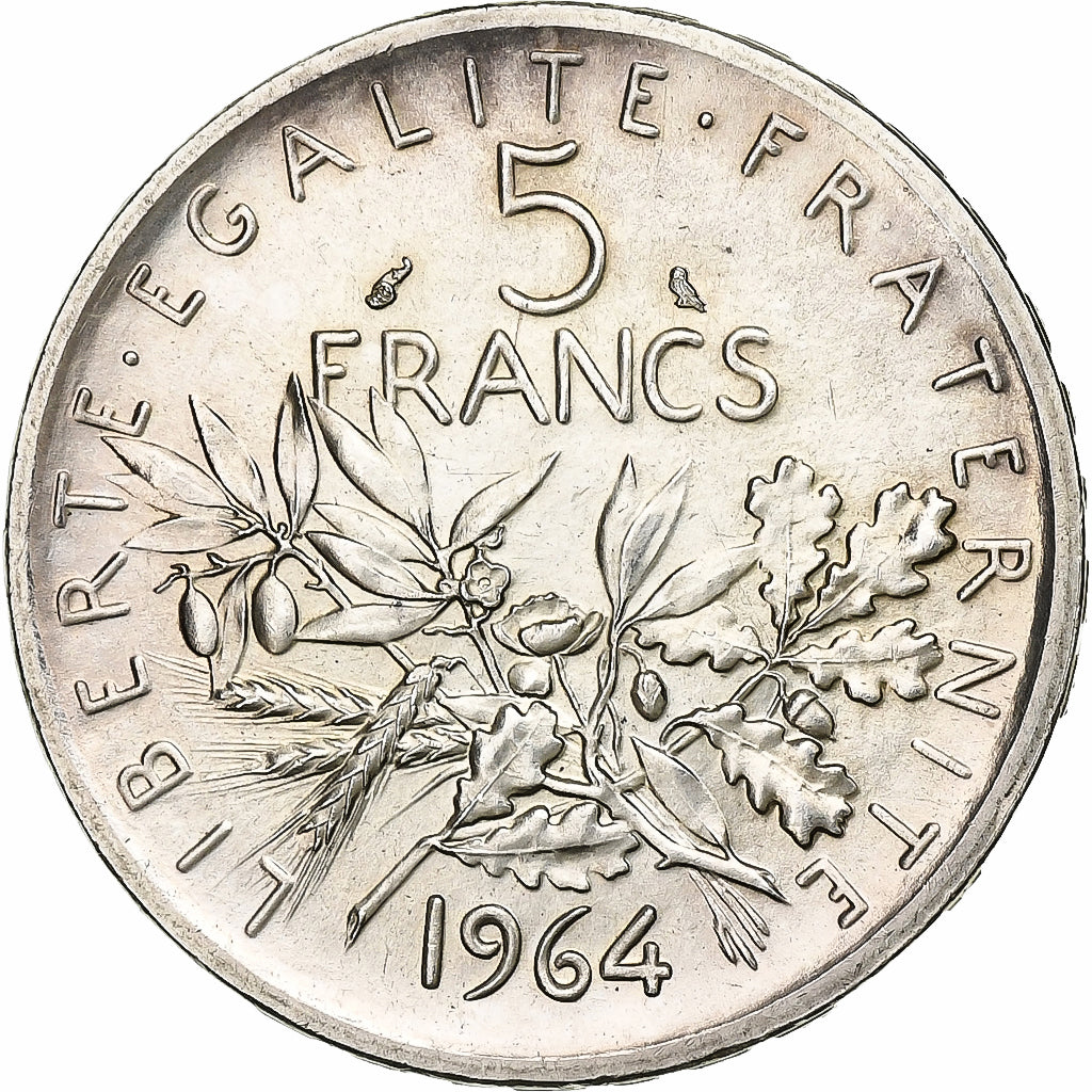 France, 5 Francs, Semeuse, 1964, Paris, Silver, MS(60-62), Gadoury:770, KM:926