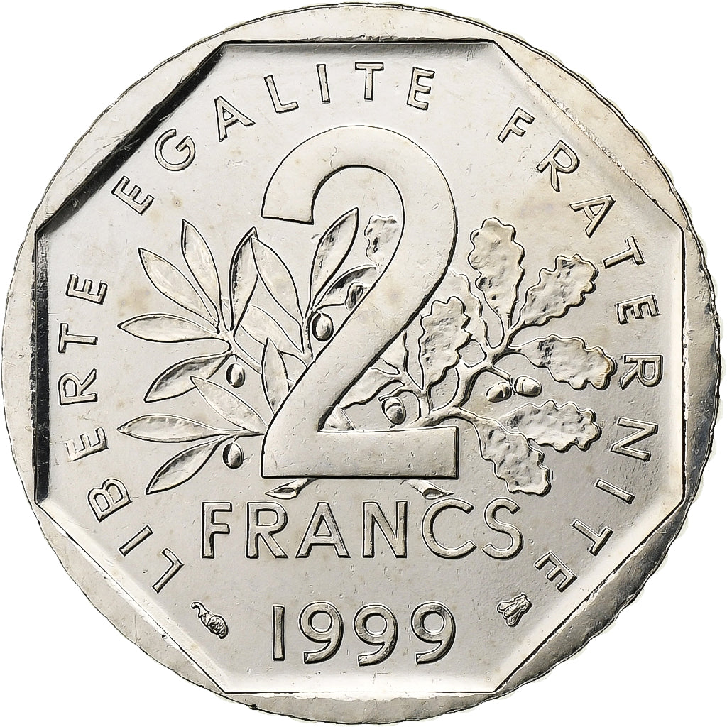 Frankreich, 2 Francs, Semeuse, 1999, Paris, BU, Nickel, STGL, Gadoury:547