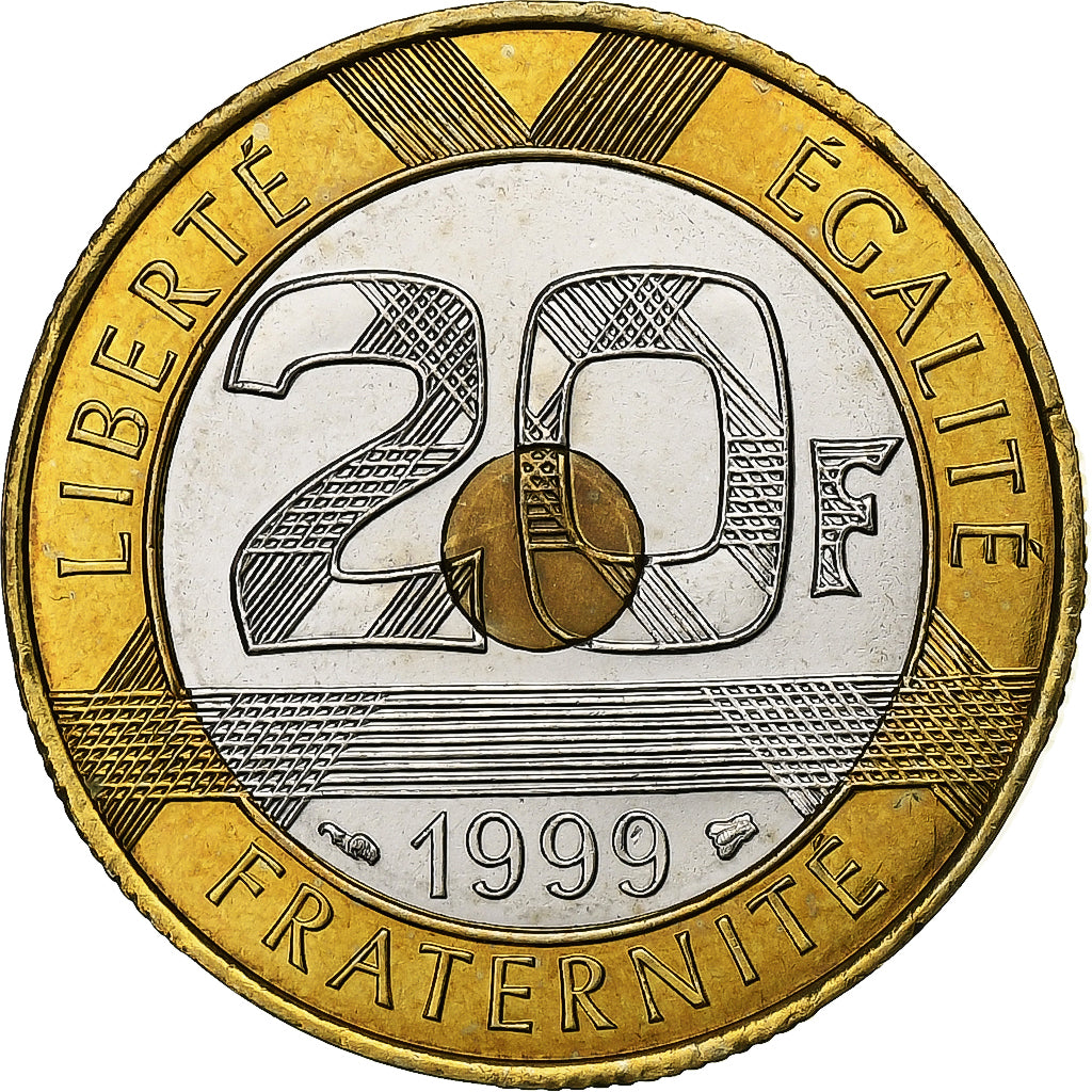 Francia, 20 Francs, Mont Saint Michel, 1999, Paris, BU, Tri-metallico, FDC