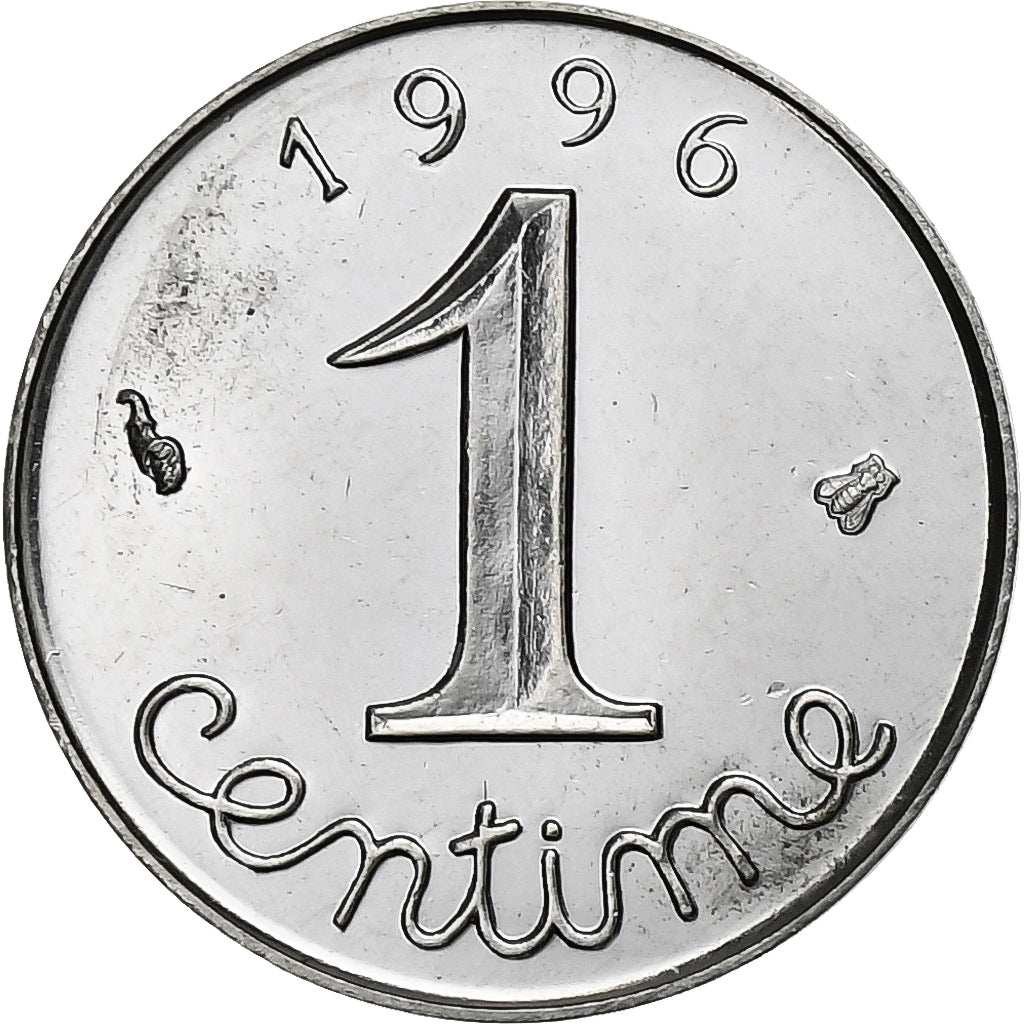 France, Centime, Épi, 1996, Paris, BU, Stainless Steel, MS(65-70), Gadoury:91