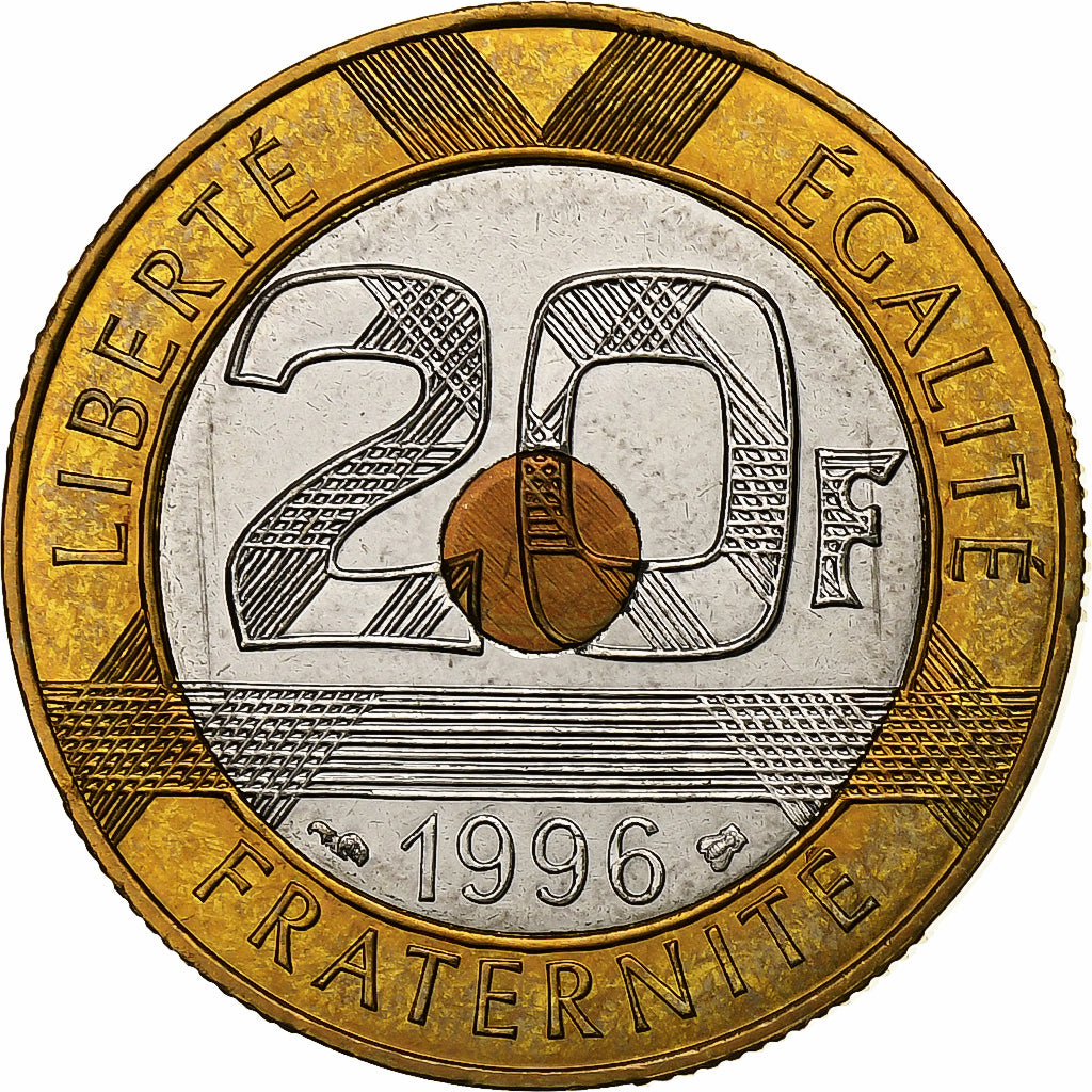 Frankrijk, 20 Francs, Mont Saint Michel, 1996, Paris, BU, Tri-Metallic, FDC