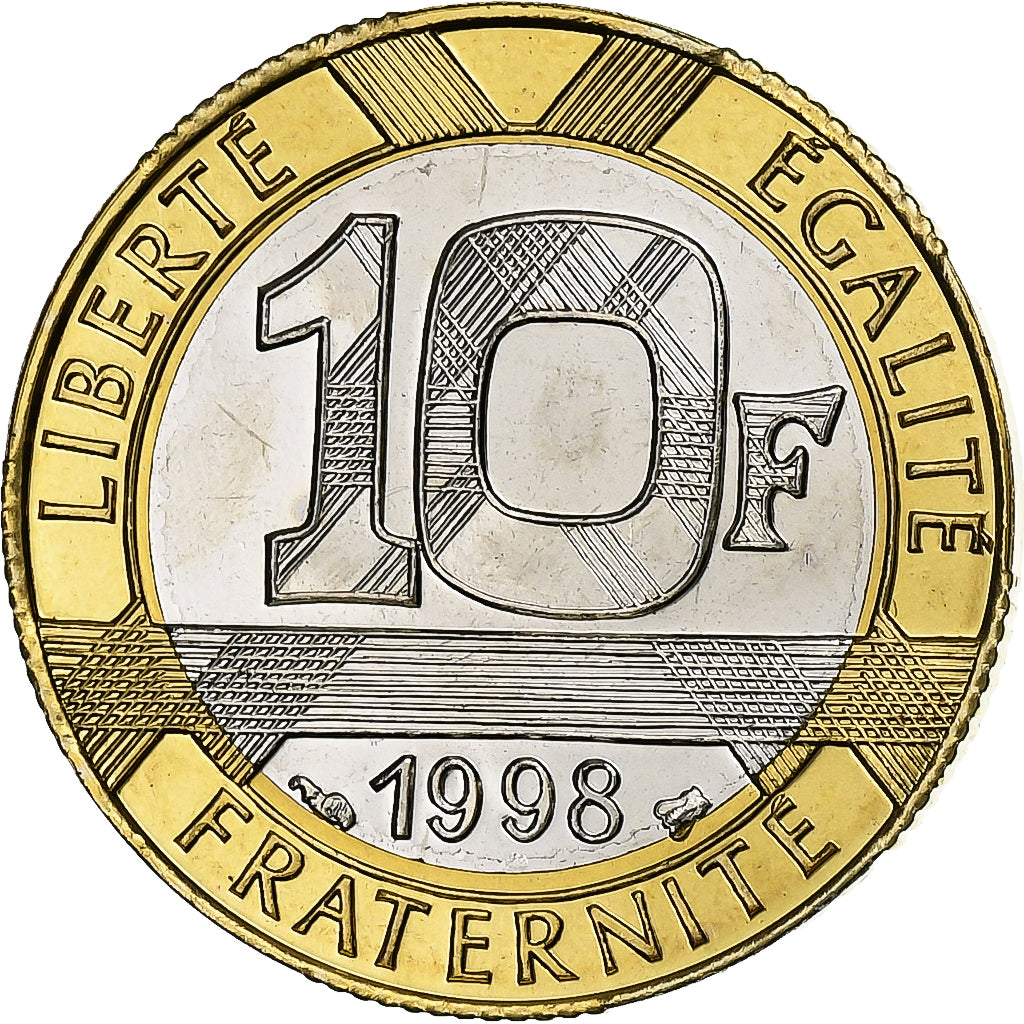 Francja, 10 Francs, Génie, 1998, Paris, BU, Aluminium-Brąz, MS(65-70)