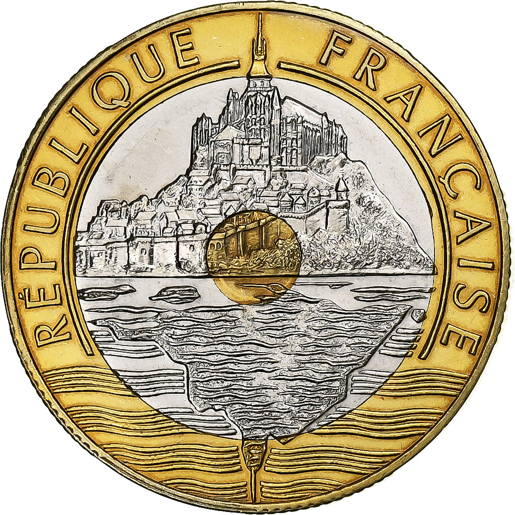 Francia, 20 Francs, Mont Saint Michel, 1998, Paris, BU, Tri-metallico, FDC