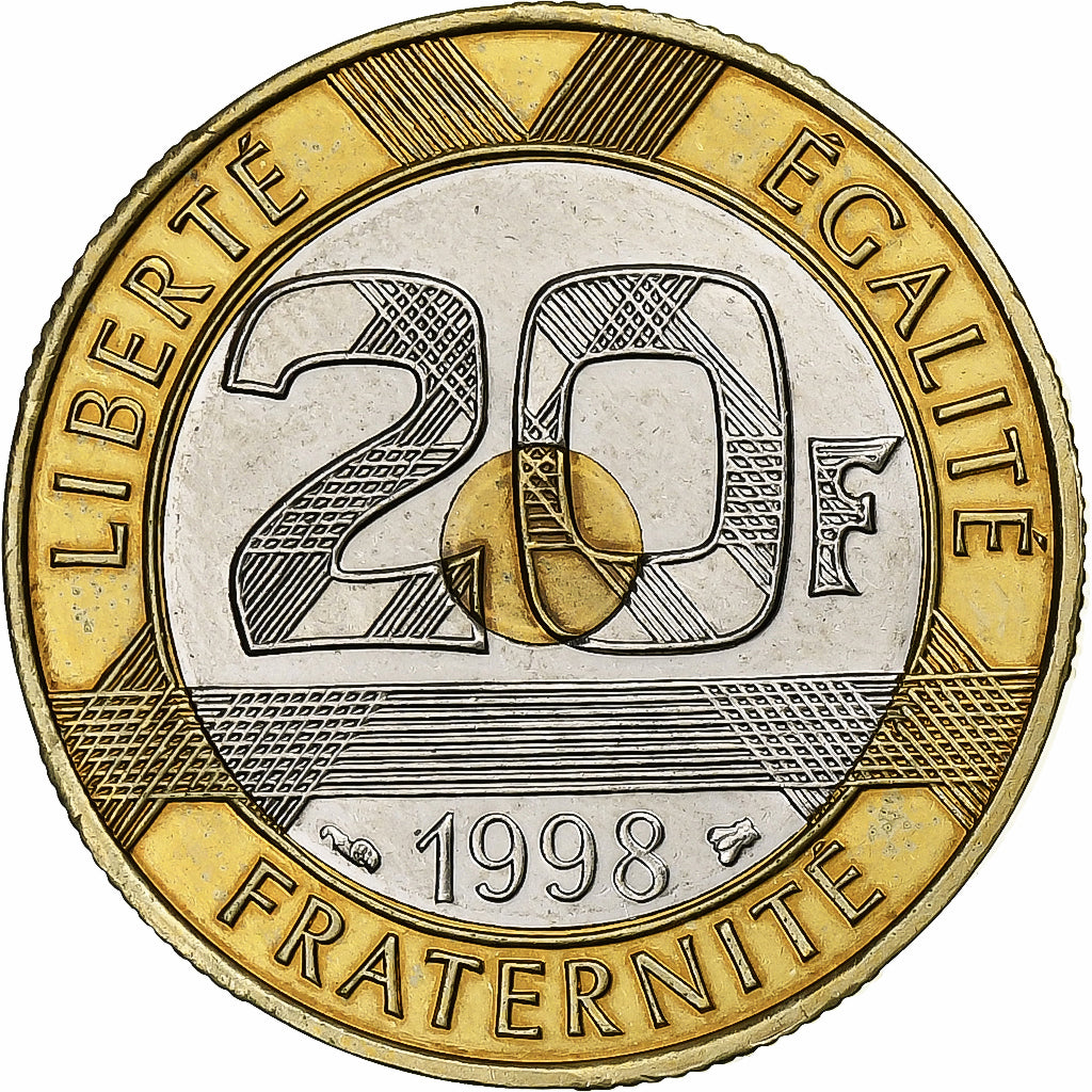 Francia, 20 Francs, Mont Saint Michel, 1998, Paris, BU, Tri-metallico, FDC