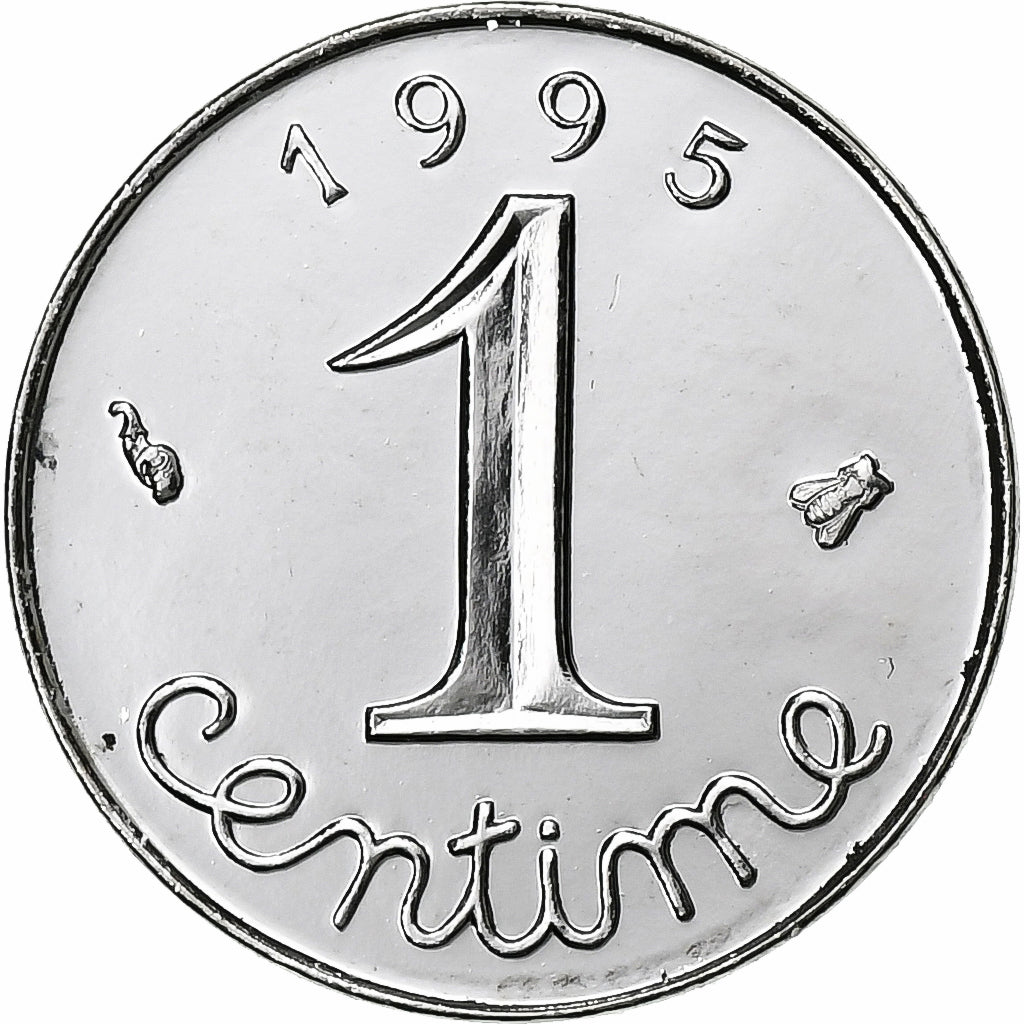 France, Centime, Épi, 1995, Paris, BU, Stainless Steel, MS(65-70), Gadoury:91