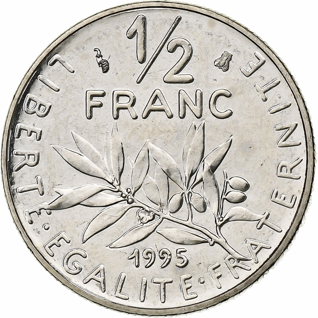 France, 1/2 Franc, Semeuse, 1995, Paris, BU, Nickel, MS(65-70), Gadoury:429