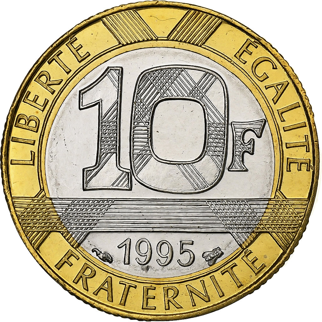 France, 10 Francs, Génie, 1995, Paris, BU, Aluminum-Bronze, MS(65-70)