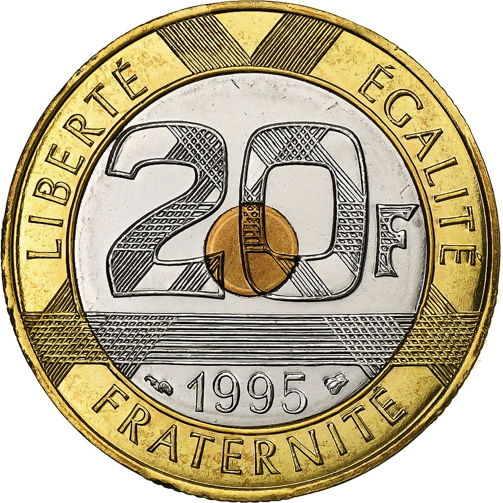 França, 20 Francs, Mont Saint Michel, 1995, Paris, BU, Trimetálico, MS(65-70)