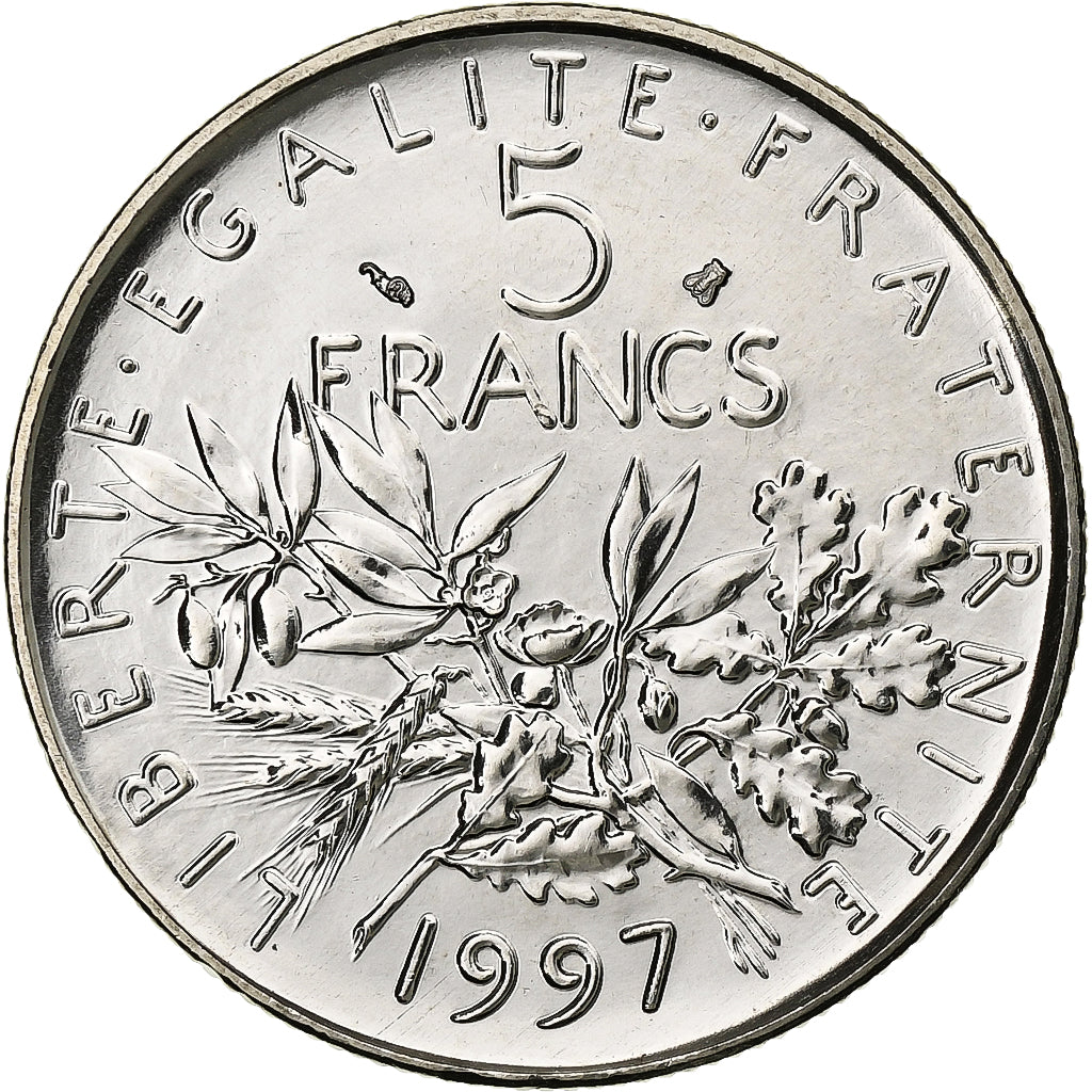 France, 5 Francs, Semeuse, 1997, Paris, BU, Nickel Clad Copper-Nickel